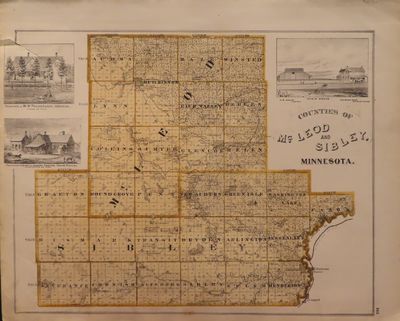 Image for Map of McLeod and Sibley Counties 1874 - from Illustrated Historical Atlas of the State of Minnesota