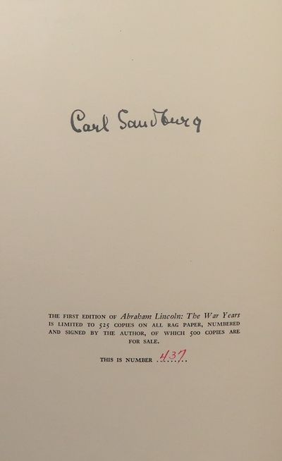 Image for Abraham Lincoln The War Years (SIGNED) 4 volume set With 414 half-tones of photographs, and 249 cuts of cartoons, letters, documents.