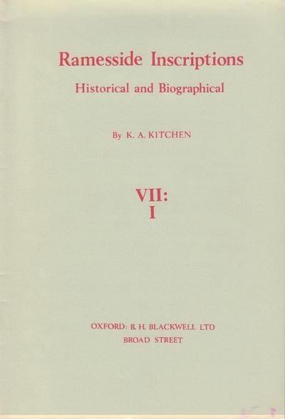 Image for Ramesside Insciptions VII: 1-16 (Complete) Historical and Biographical
