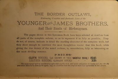 Image for The Border Outlaws. An Authentic and Thrilling History of the Most Noted Bandits of Ancient or Modern Times, The Younger Brothers, Jesse and Frank James, and Their Comrades in Crime. Embracing Complete and Authentic Lives of the Younger and James Brothers, And Their Bands of Highwaymen.