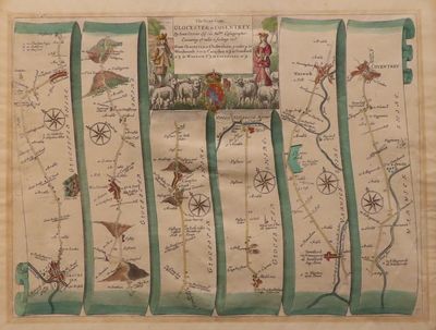 Image for The Road from Glocester to Coventrey Containing 58 Miles 2 Furlongs rizt. From Glocester to Cheltenham 9 miles to Winchcomb 7 m. to Campden u' 4 to Stratford 11'3 to Warwick 8'3 to Coventrey