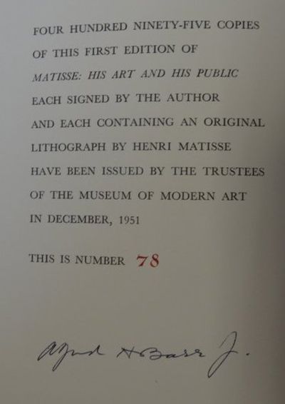 Image for Matisse: His Art and His Public. Limited edition with original lithograph. In publisher's slipcase.
